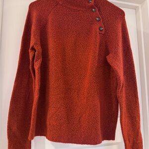 J. Crew Rust Button-Up Turtleneck Sweater